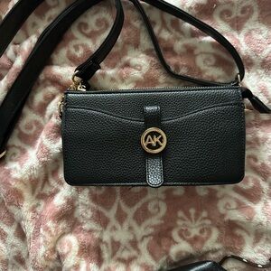 Anne Klein Black Crossbody Bag with Gold accents